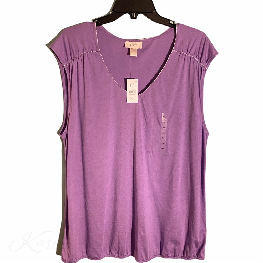LOFT Sleeveless Top Metallic Detail XL